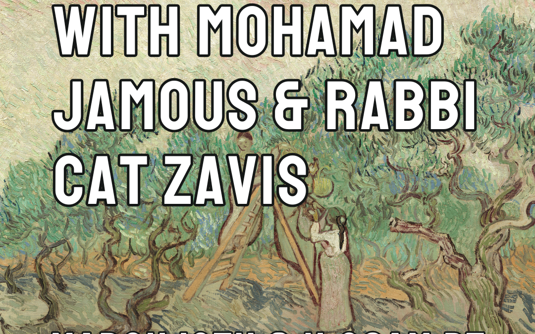 Palestinian peace activist Mohamad Jamous in conversation with Rabbi Cat Zavis